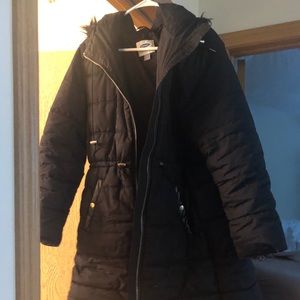 Long winter jacket with hood